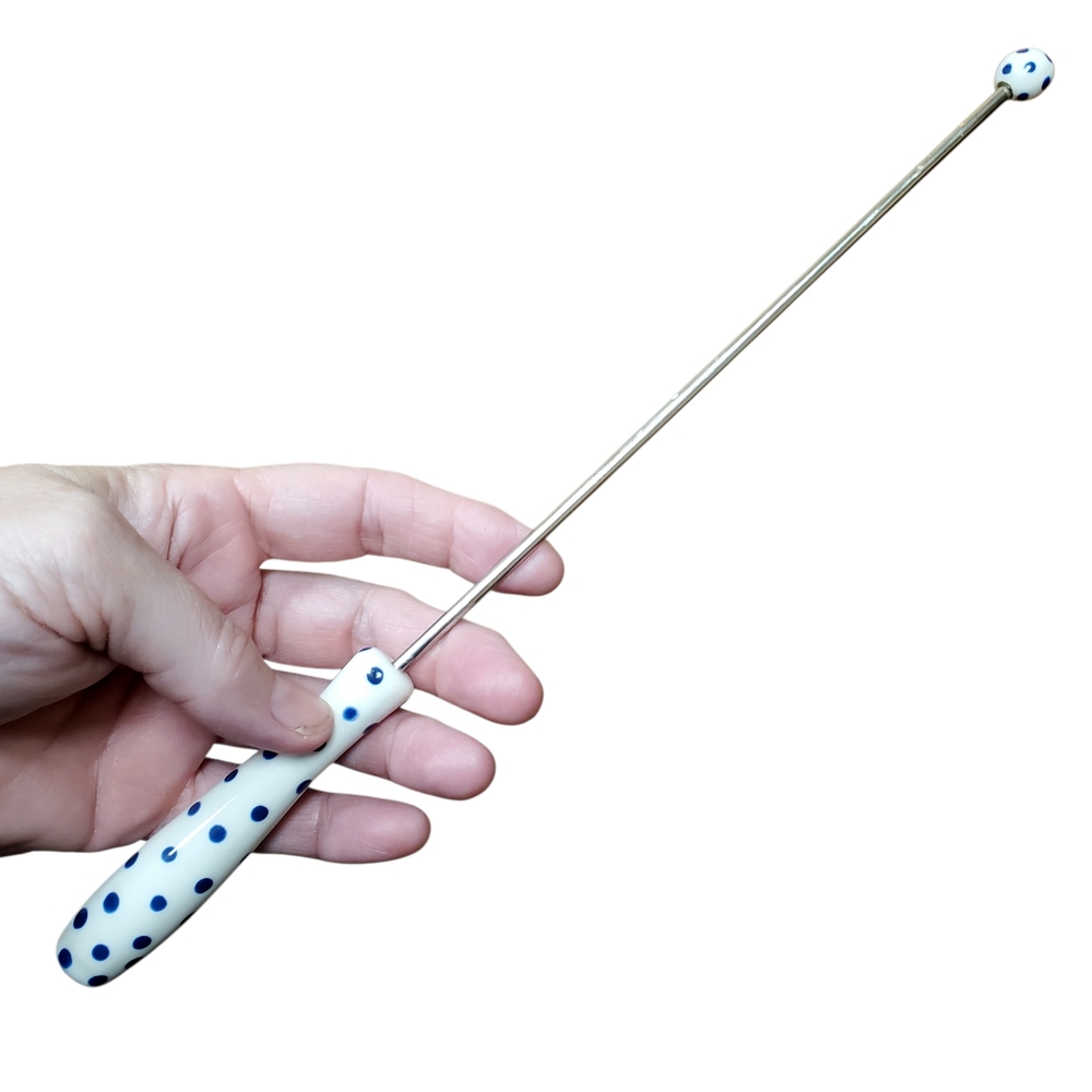 Porcelain Blue And White Polka Dot Drink Mixer / Stirrer